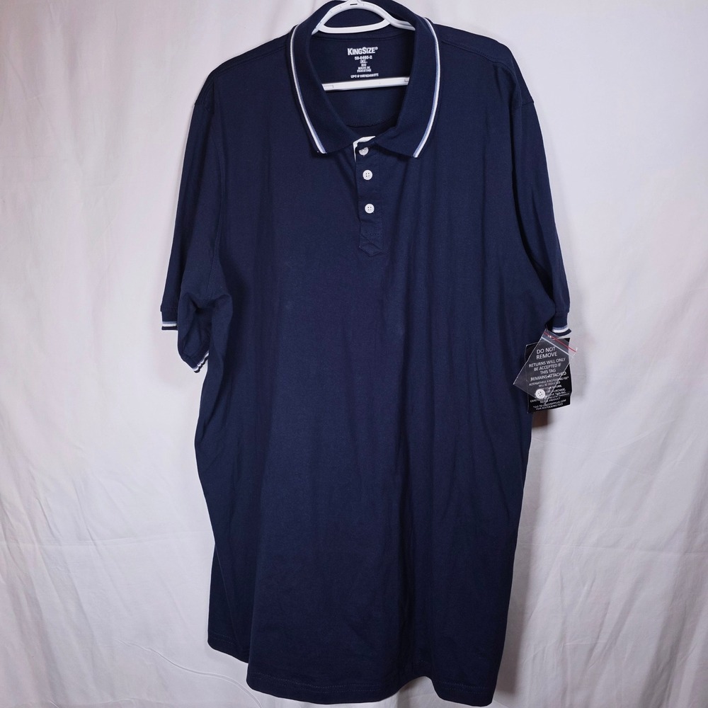 KingSize Polo Shirt Mens XL Big Navy Blue Cotton Tipped Collar 59-0460-2